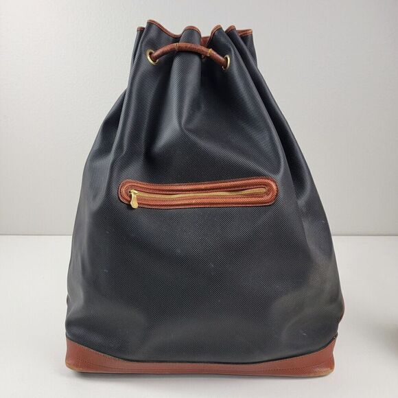 Bottega Veneta Black Drawstring Backpack with Brown Trim main image 9
